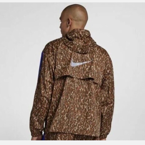 Nike Repel Anorak Track Jacket Cheetah Print Running Dri Fit Men's Size Large - Picture 2 of 5